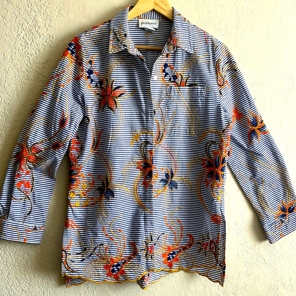 Embroidered button up blouse